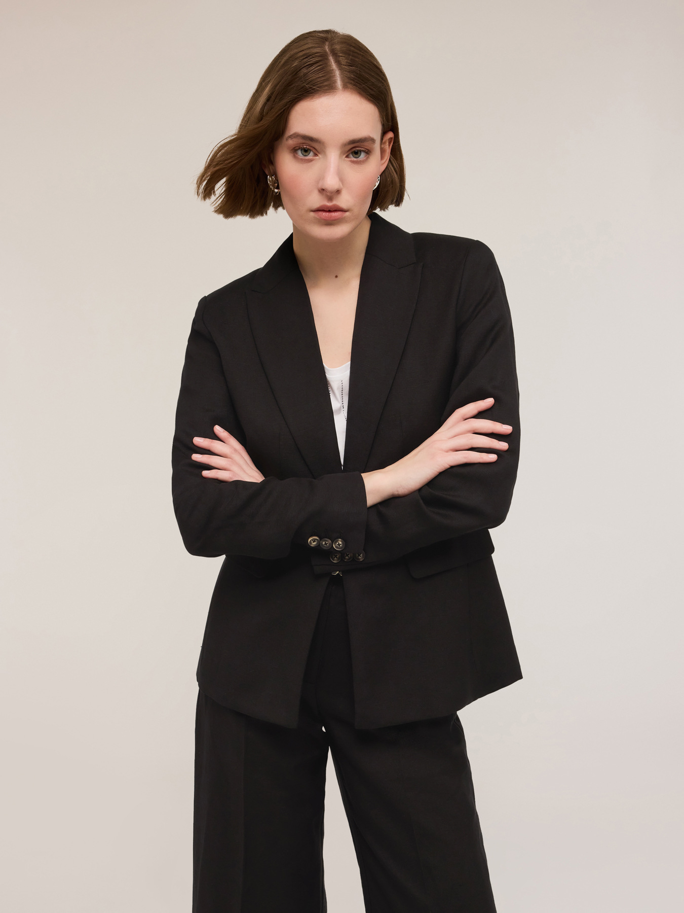 Blazer monopetto misto lino image number 2