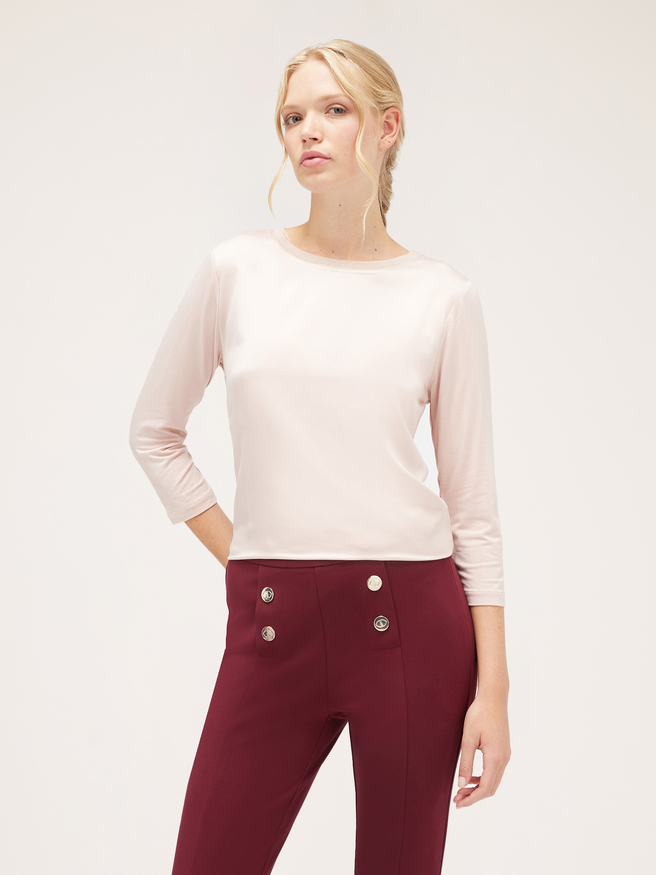 Tricou basic din două materiale image number 0