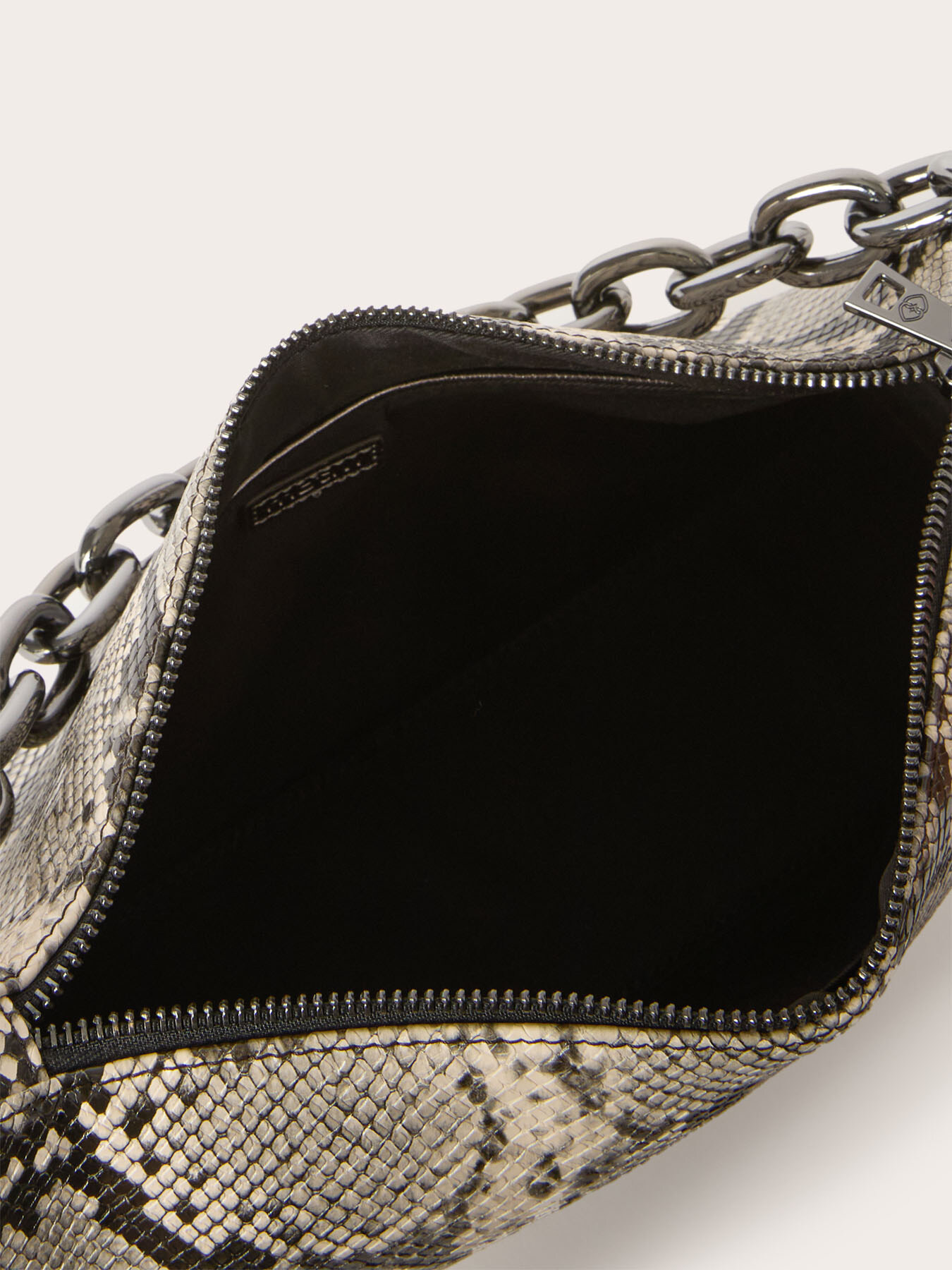 Borsa a tracolla in tessuto spalmato stampa pitone image number 4