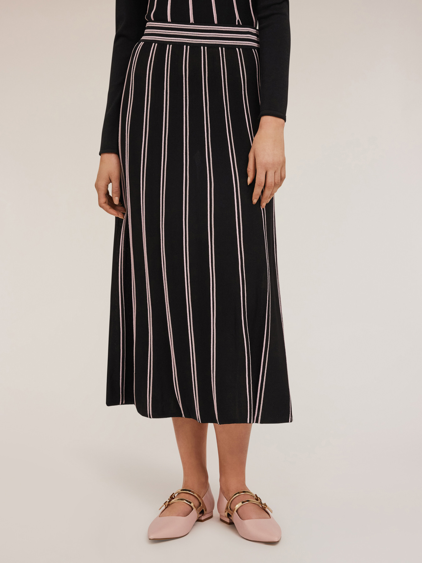 Falda a rayas de punto efecto plisado image number 3