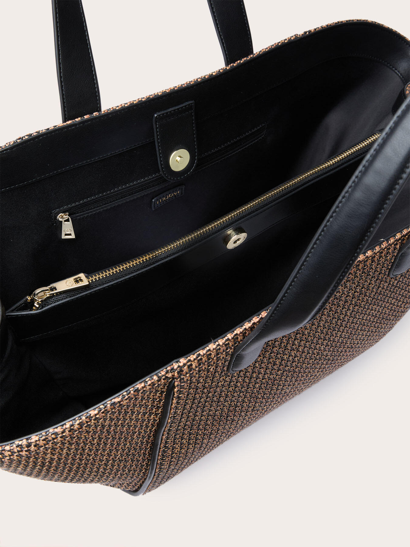 Shopping bag woven armure cloth effect with handles image number 4