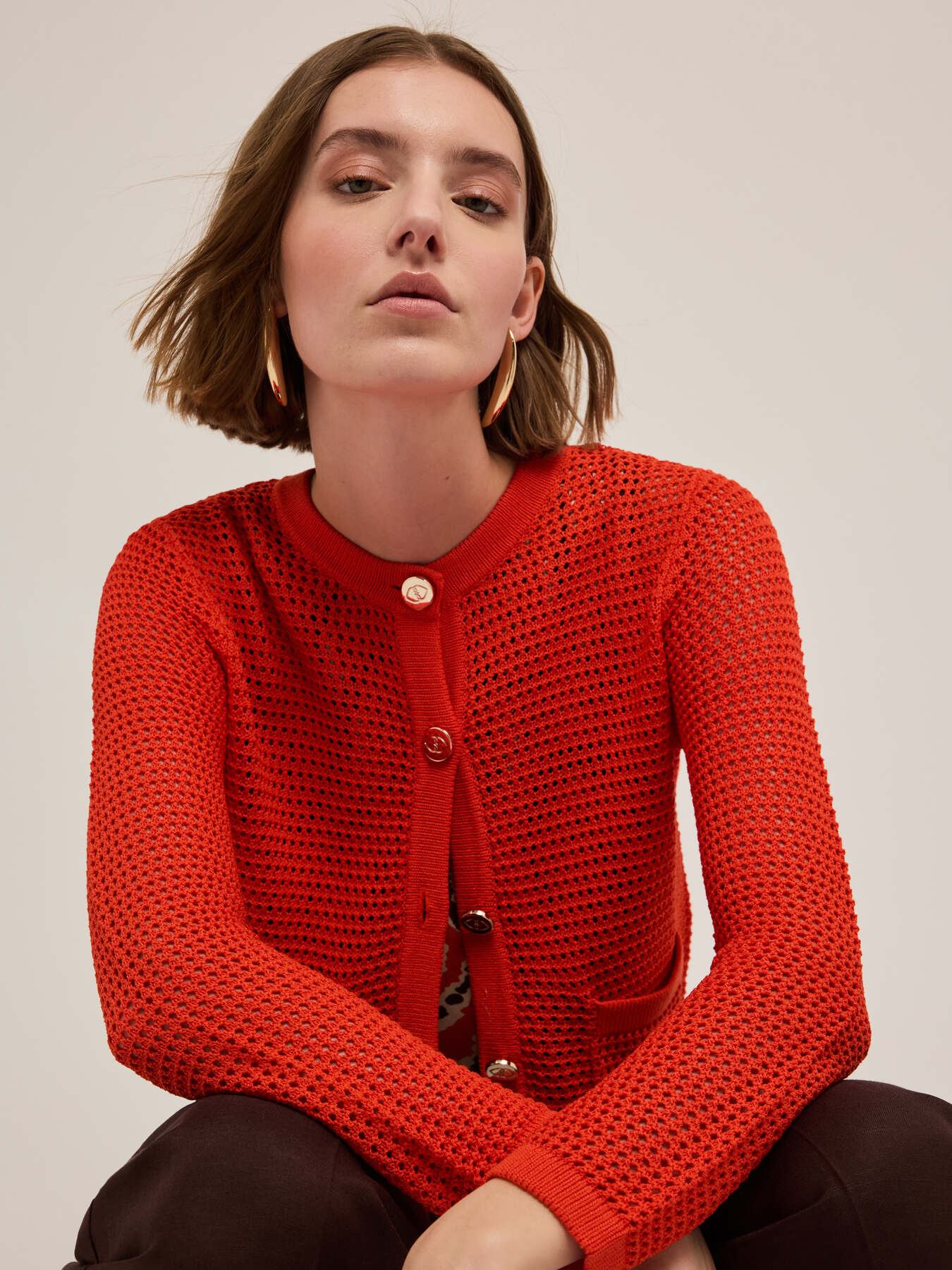 Cardigan in maglia traforata image number 0