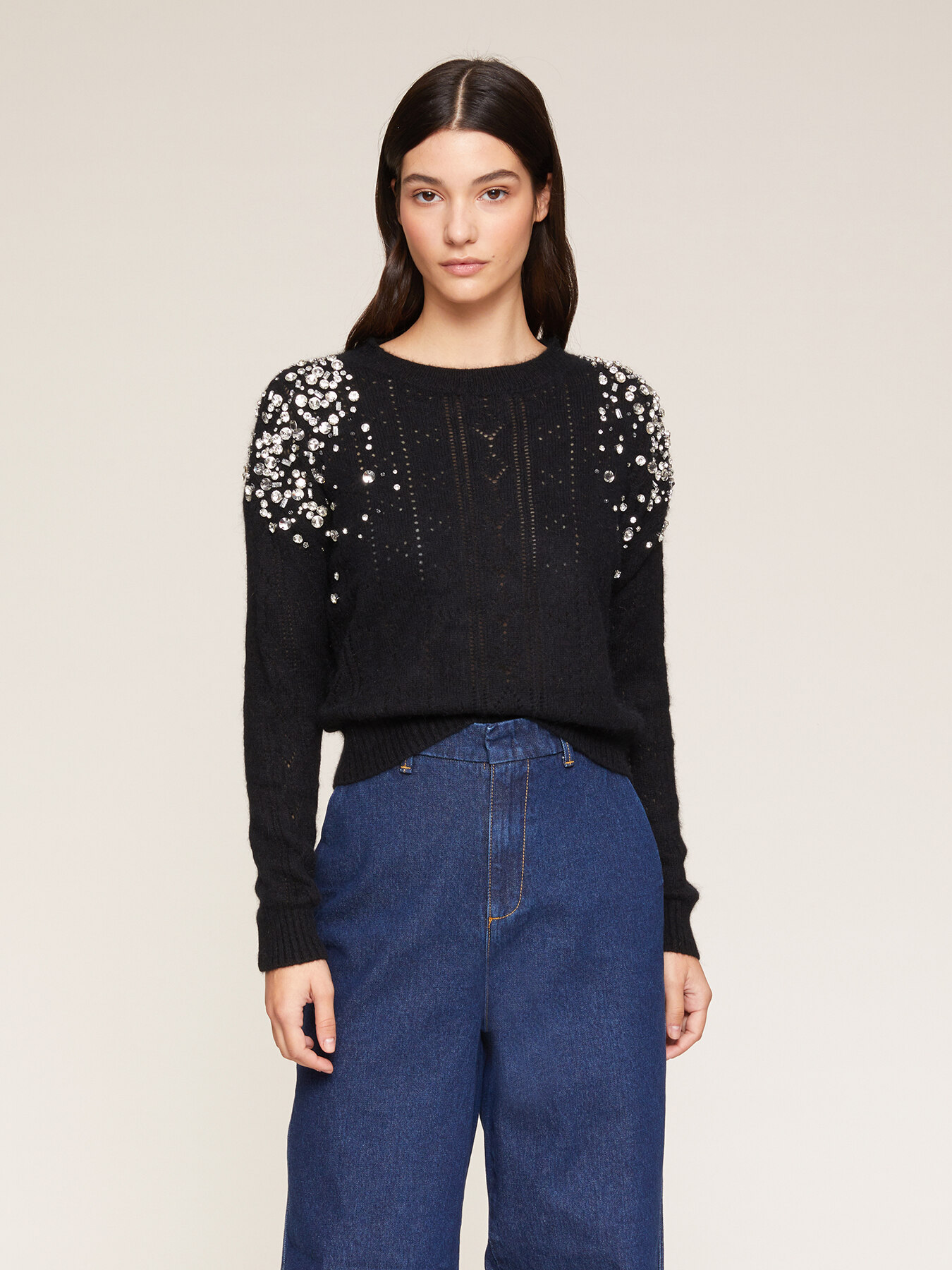 Angorapullover mit Steinen image number 0