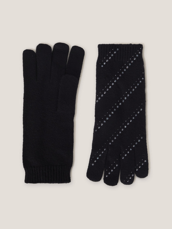 Handschuhe mit Mikro-Strass und Nieten