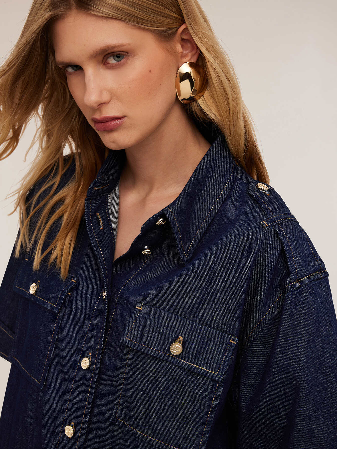 Camicia boxy in denim image number 2