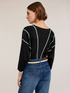 Short striped knit cardigan image number 1