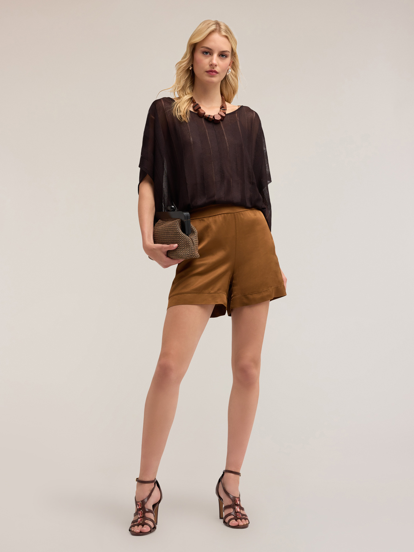 Lurex knit poncho image number 4