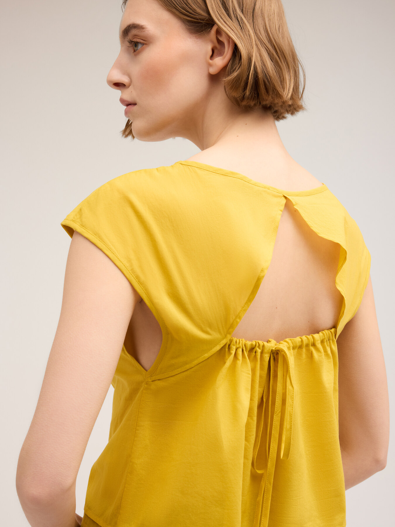 Voile blouse with back cut-out feature image number 0