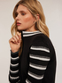 Cardigan in maglia a righe con zip image number 3