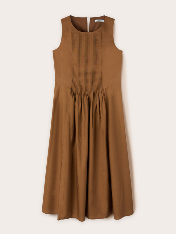 Vestido con pliegues de popelina