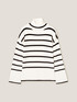 Pulover pe g&acirc;t boxy din tricot cu dungi image number 3