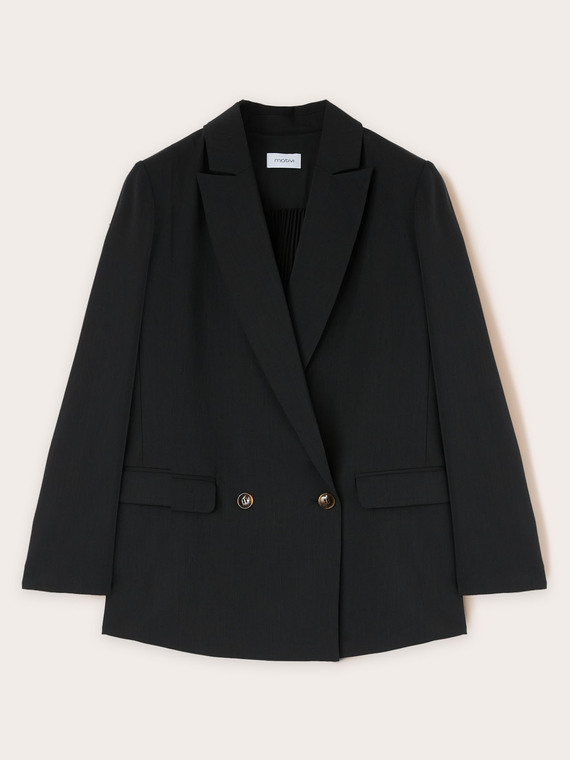 Blazer de abotanadura doble plisado en la parte posterior