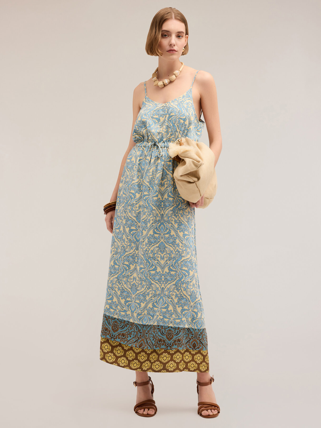 Printed satin summer dress image number 0