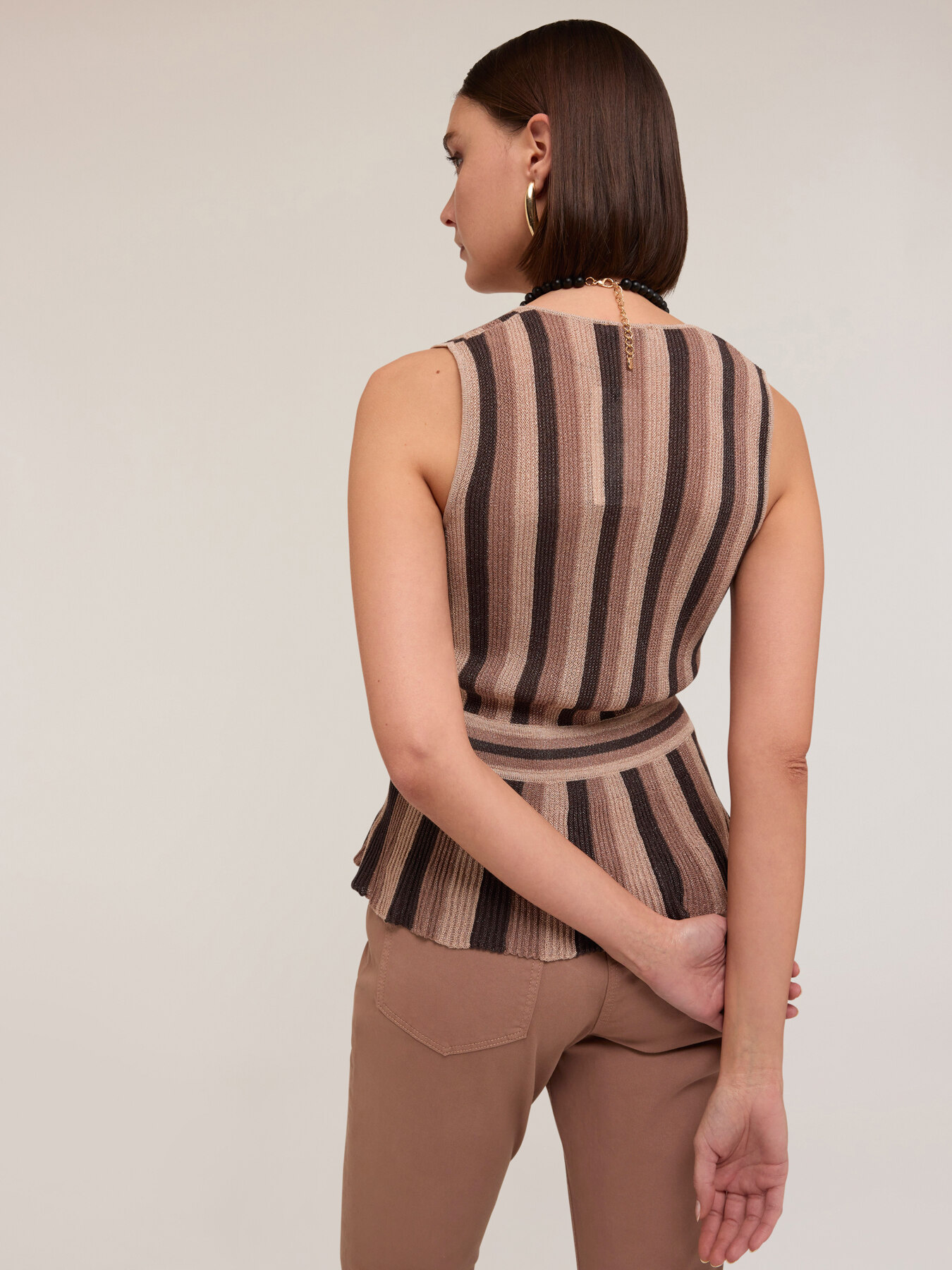 Striped lurex knit top image number 1