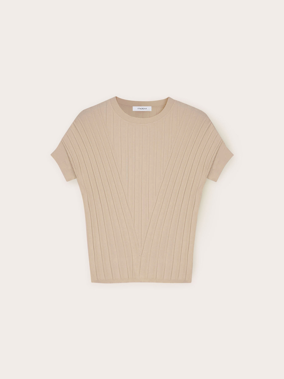 Maglia a coste tridimensionali maniche corte