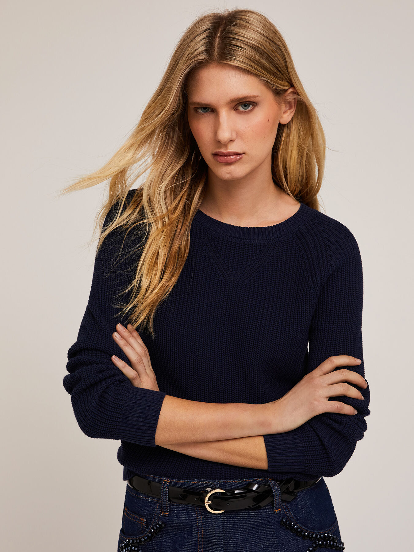 Pullover scollo tondo in cotone image number 2