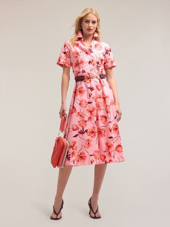 Floral pattern shirt dress