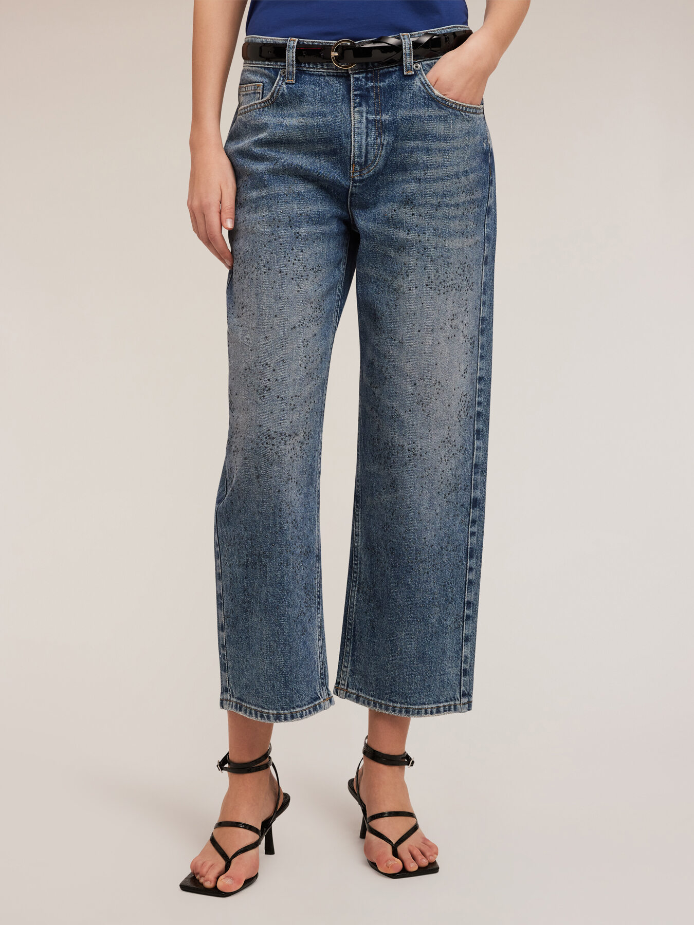 Jeans wide leg con strass image number 2