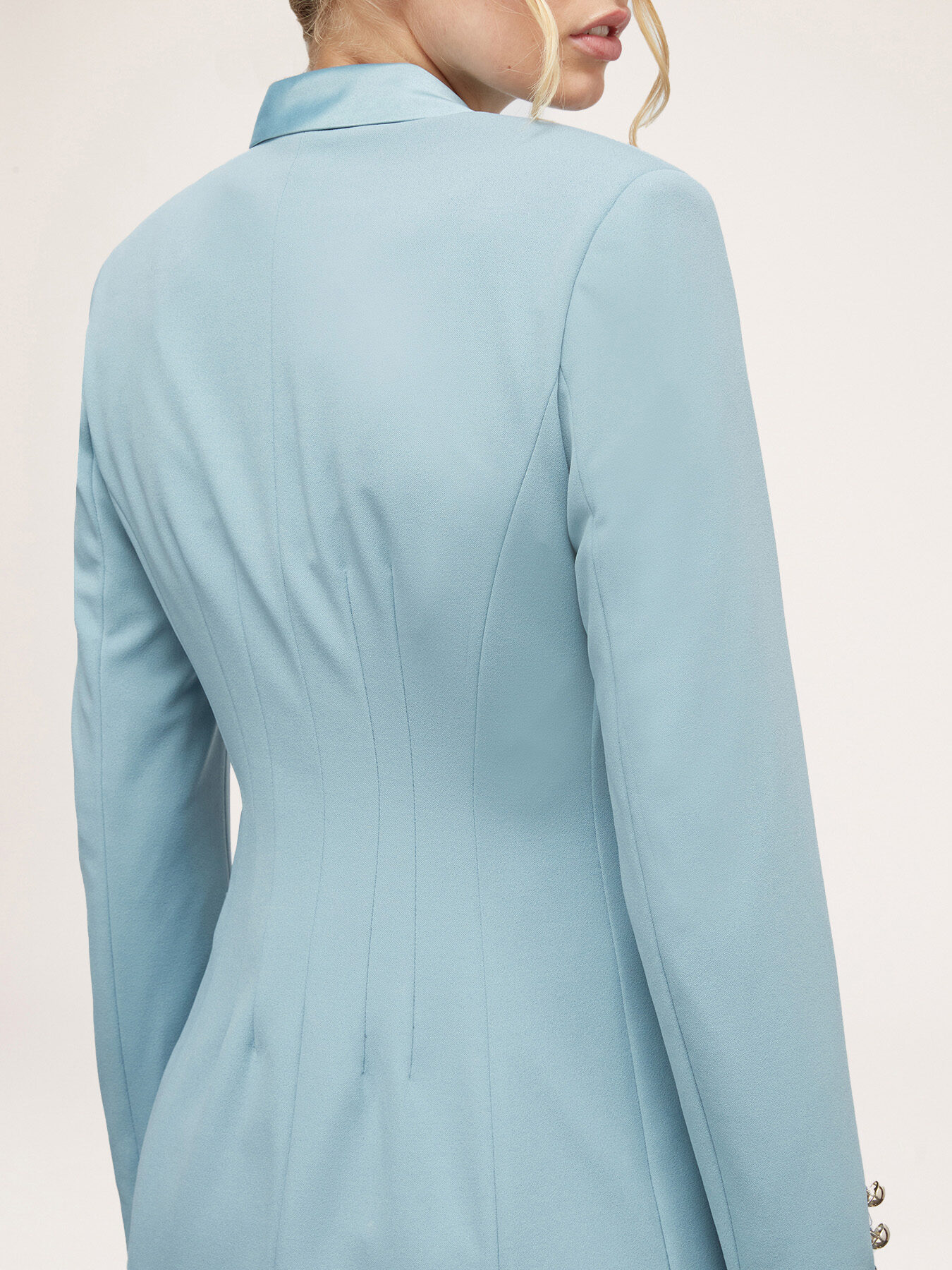 Jachetă la un singur r&acirc;nd de nasturi cu inserții din satin image number 2