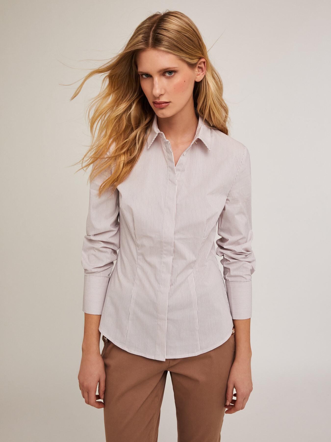 Camicia in popeline a righe image number 0