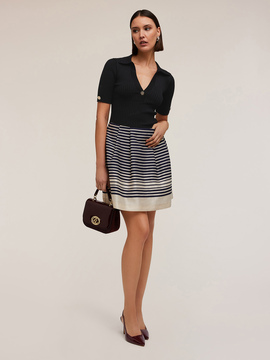 Striped pleated skirt