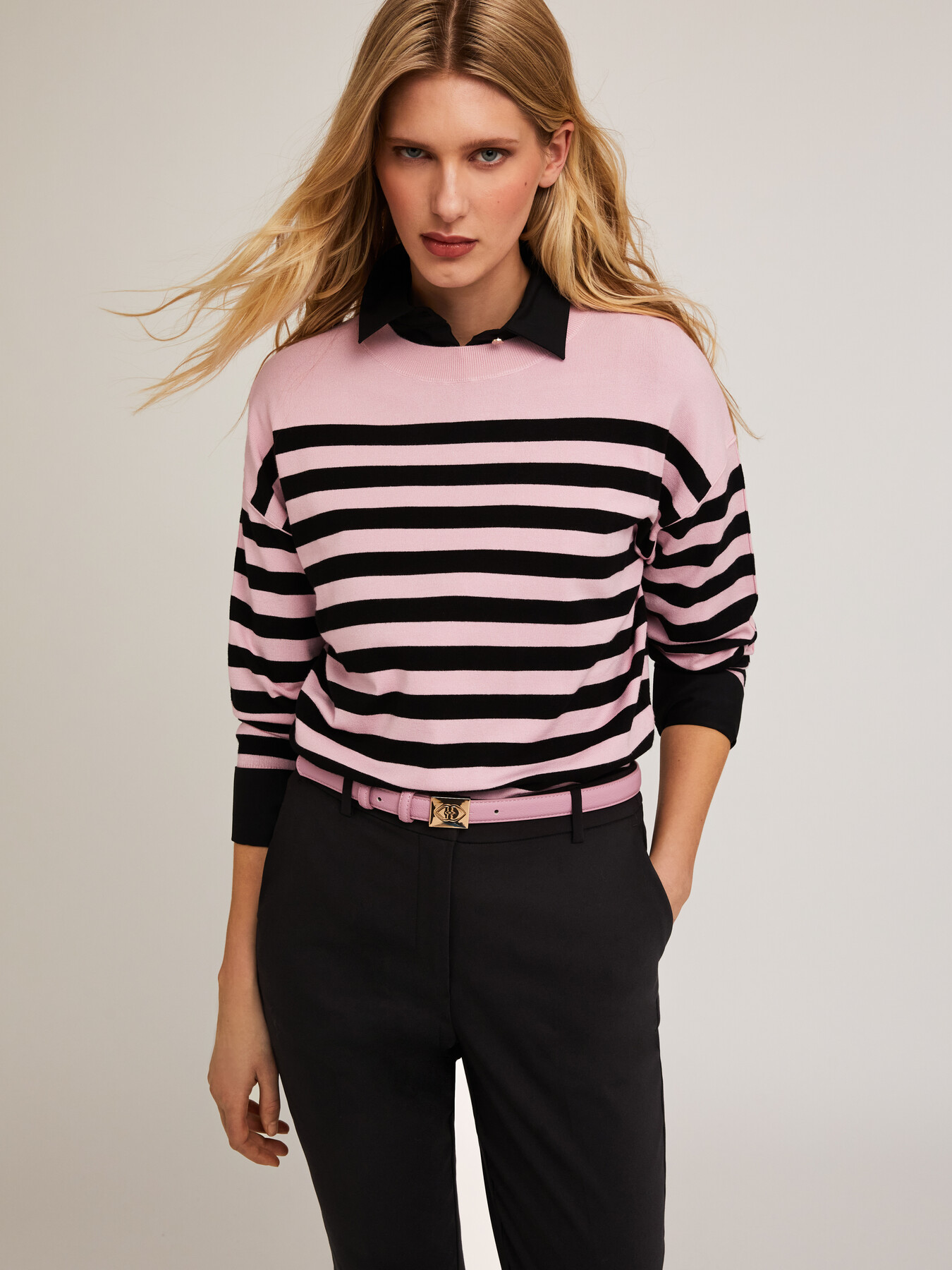Striped knit pullover image number 0
