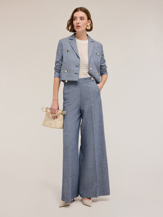 Hose mit weitem Bein in Denim-Optik