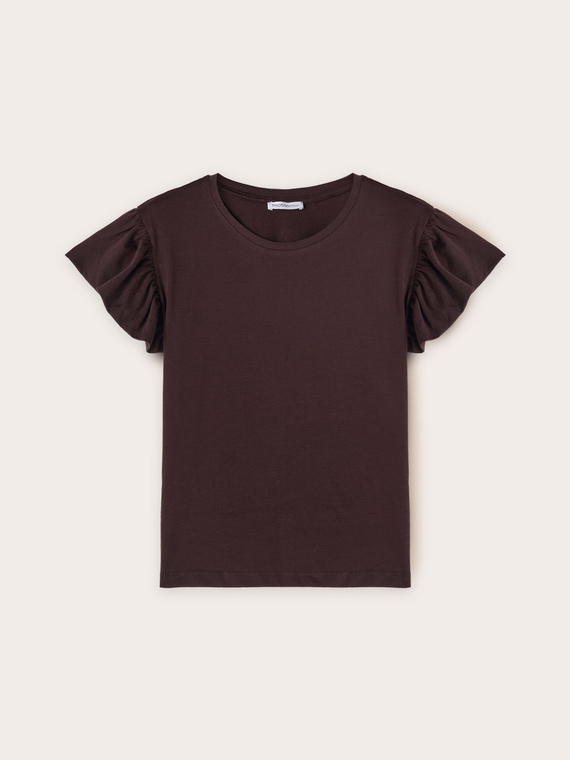 T-Shirt mit R&uuml;schen&auml;rmeln