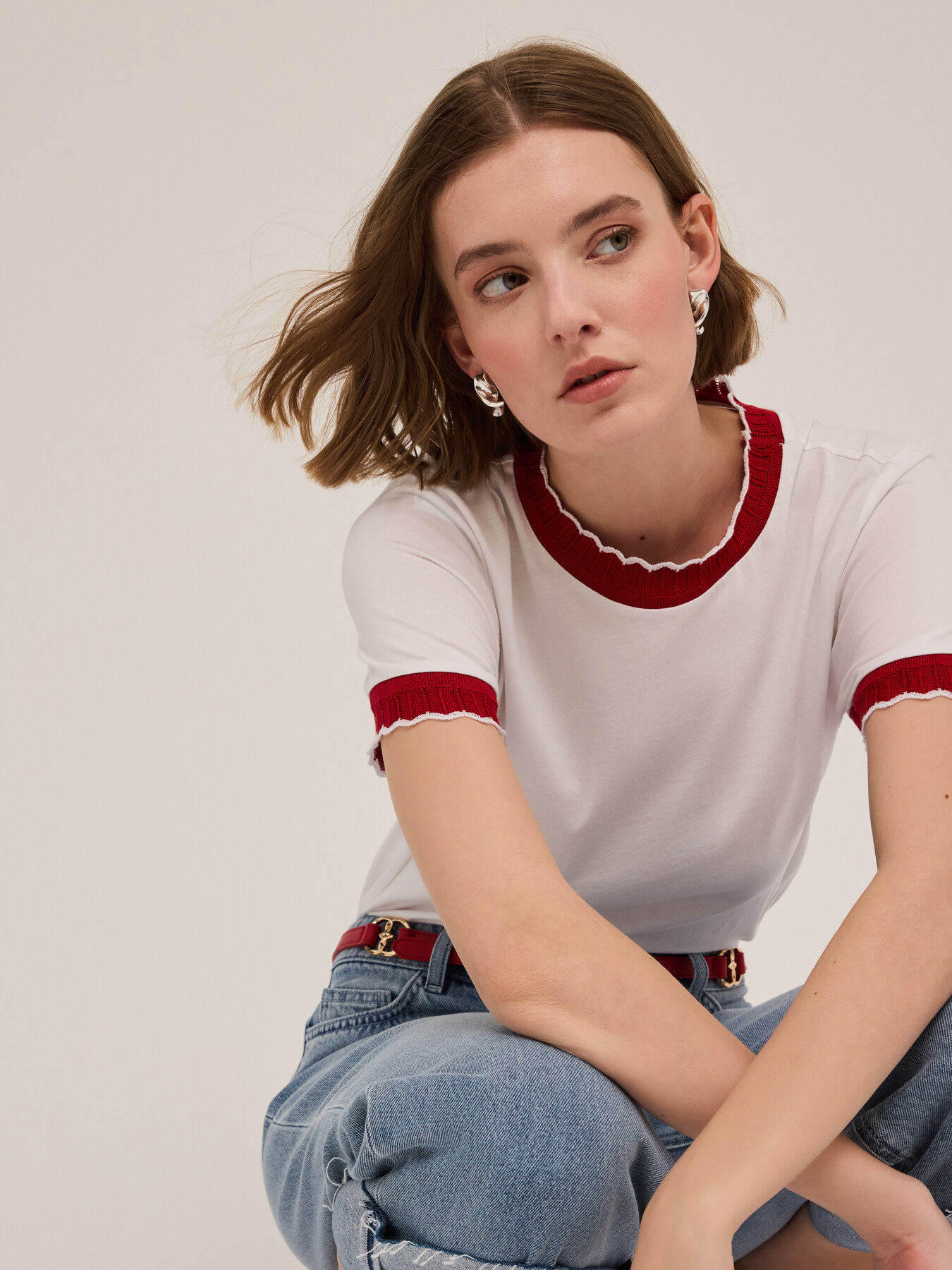 Camiseta con bordes de punto image number 3