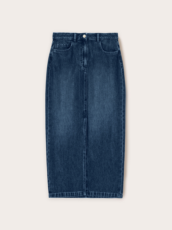 Gonna longuette in denim