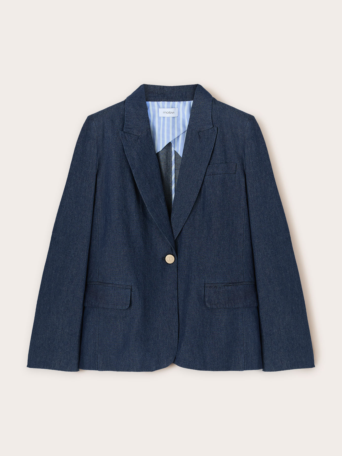 Blazer monopetto in denim misto lyocell image number 4