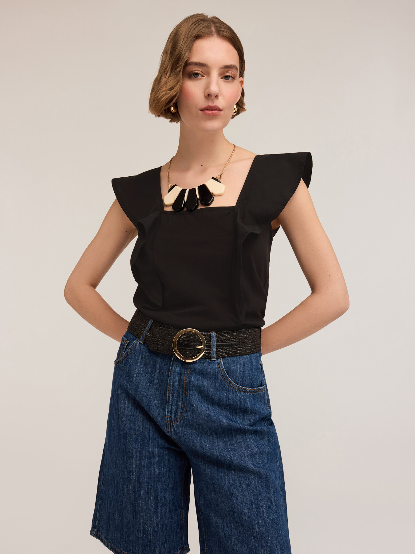 Top in jersey con volant image number 0