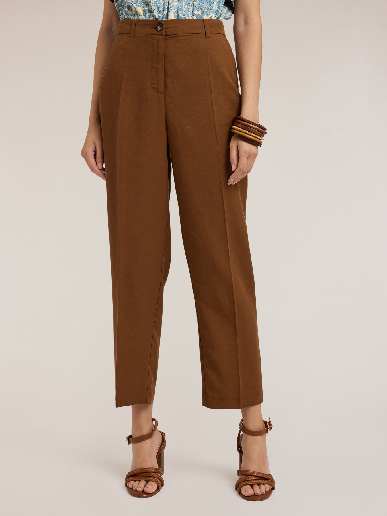 Pantalon regular en lyocell m&eacute;lang&eacute; image number 2