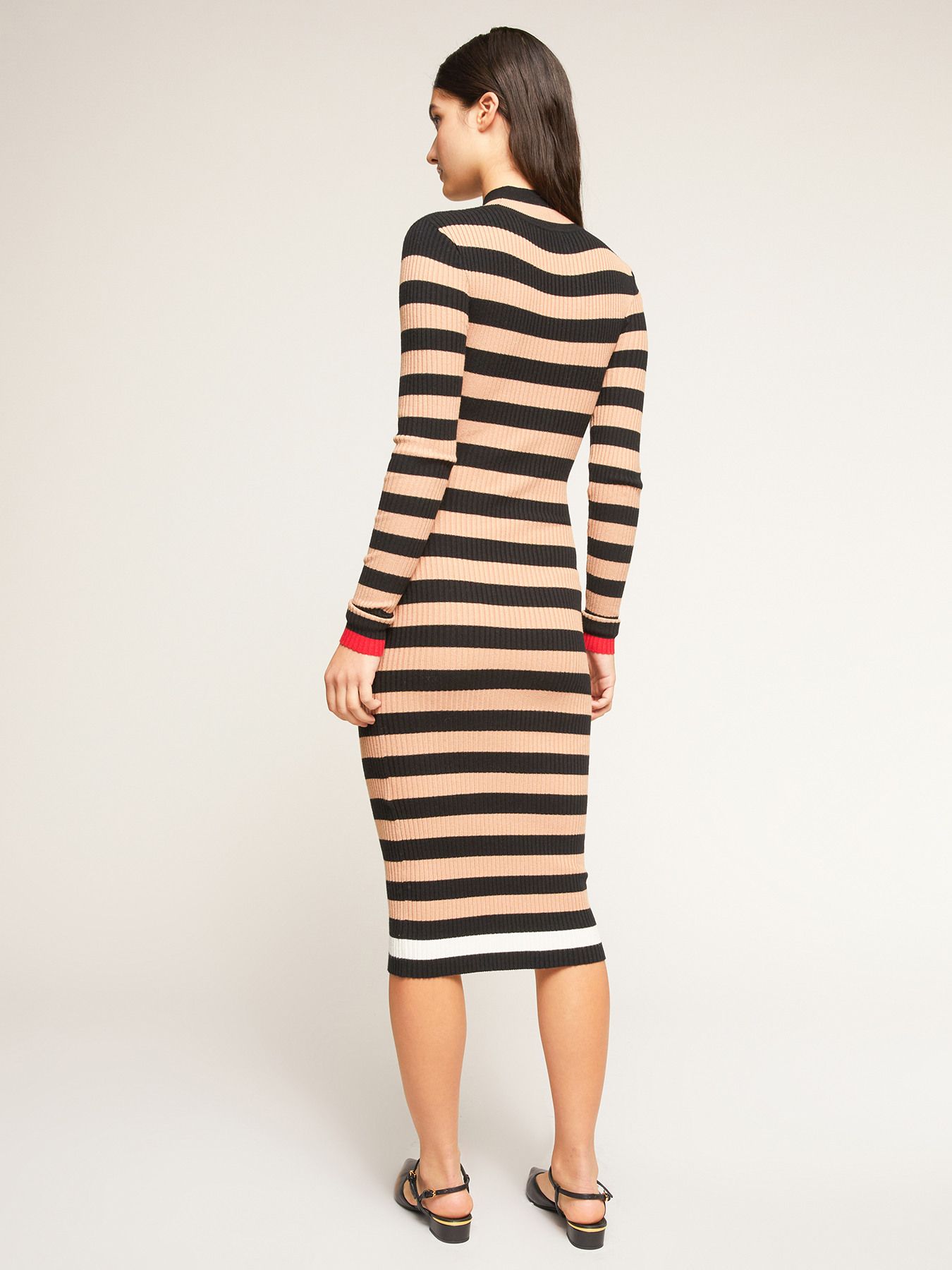 Midi-Kleid aus Rippenstrick mit Streifenmuster image number 1