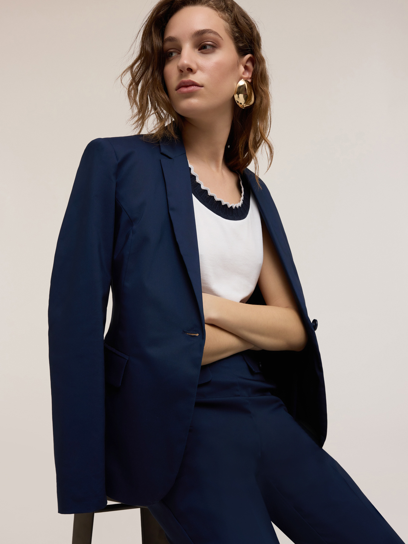 Blazer de botonadura simple en algod&oacute;n t&eacute;cnico image number 3