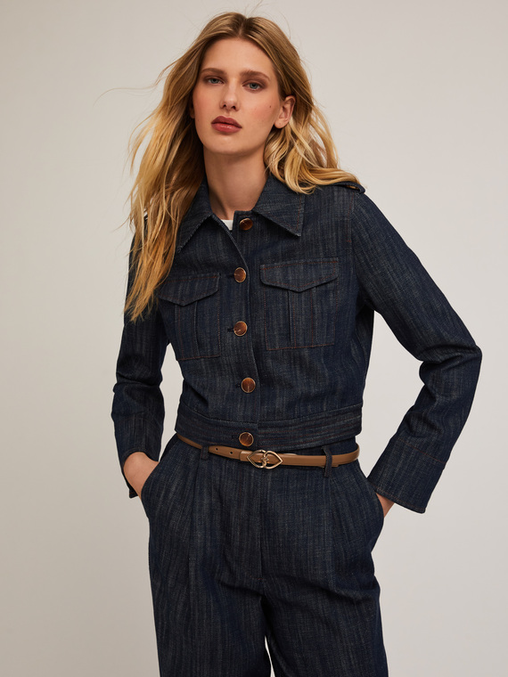 Giacca corta effetto denim
