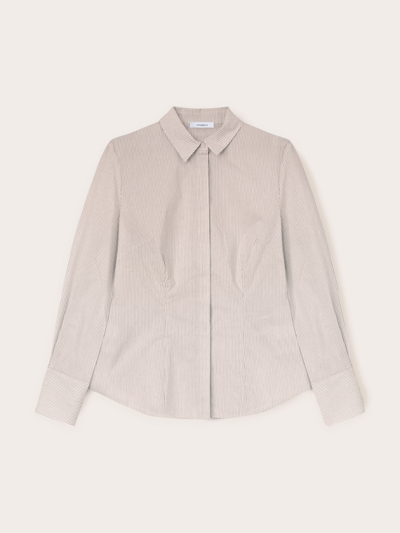 Chemise ray&eacute;e en popeline