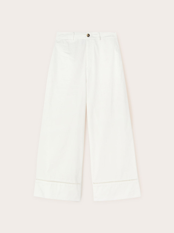 Pantaloni wide con dettaglio ajour&eacute;