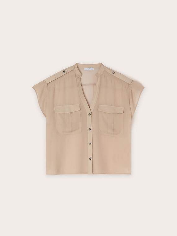 Camicia sahariana in georgette laminata