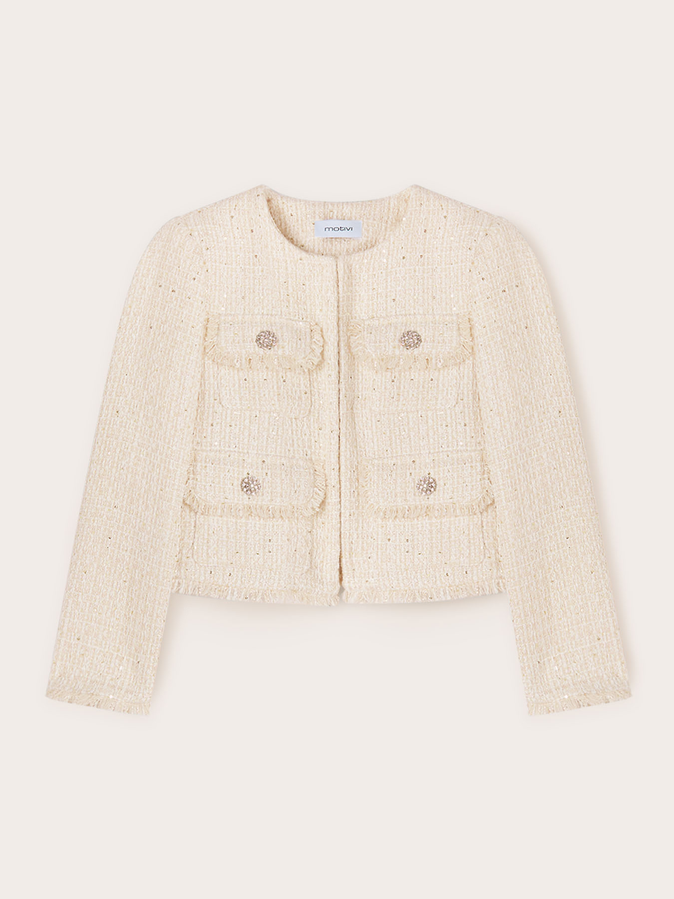 Giacca in tweed lurex con tasche image number 4