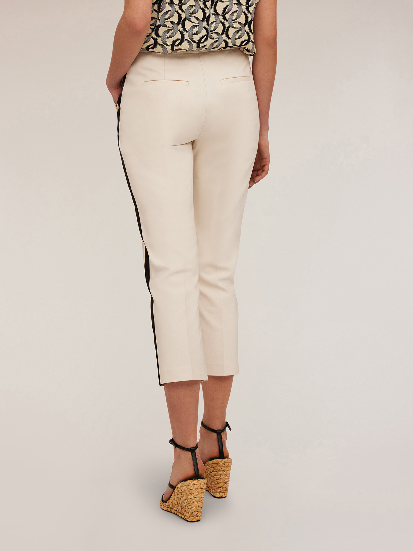 Cropped trousers with side band image number 1