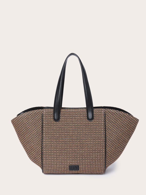 Shopping bag woven armure cloth effect with handles