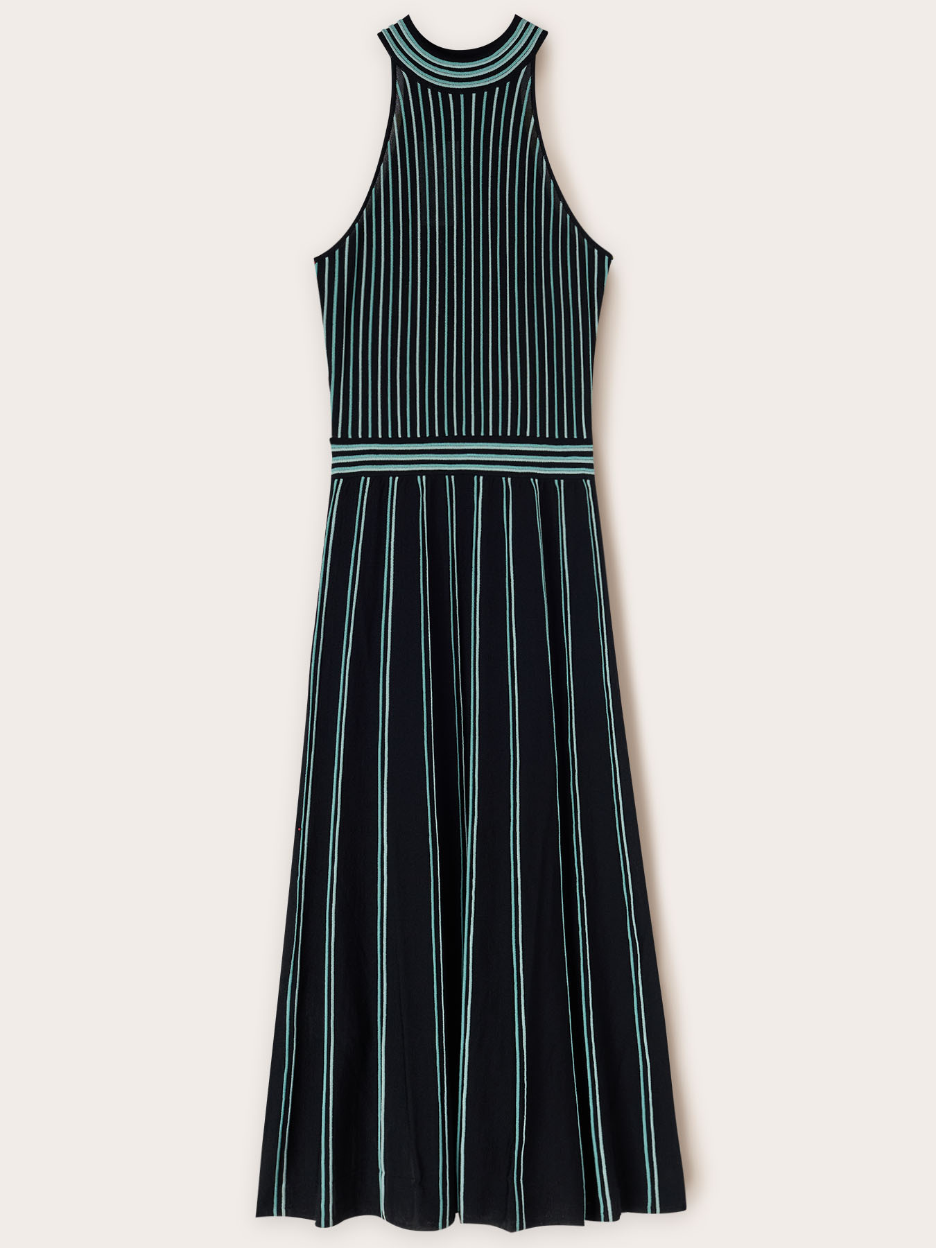Pleated effect knit striped dress image number 4