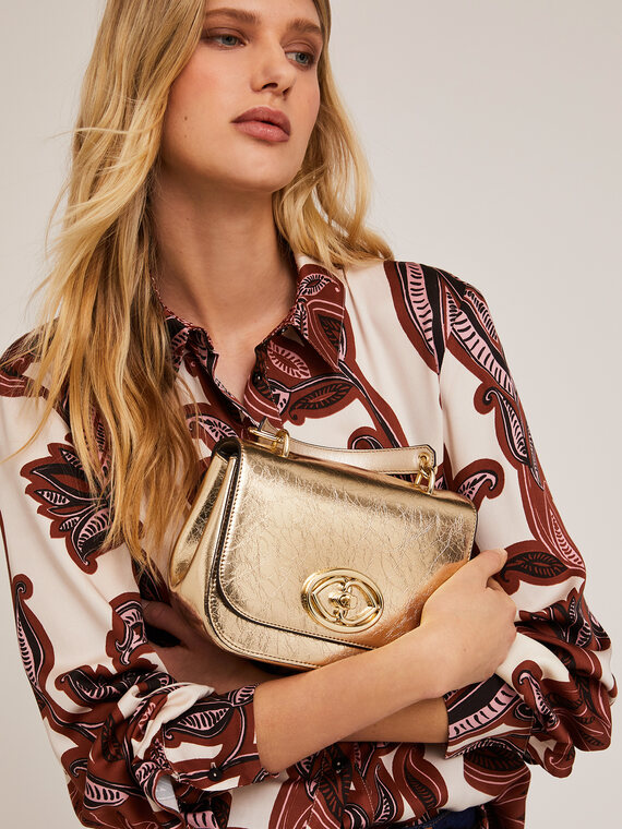 Small bag in tessuto laminato oro