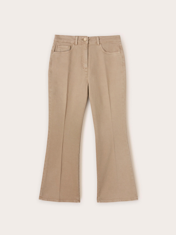 Kick-Flare-Hose aus Stretch-Baumwolldrillich