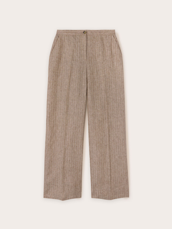 Pantalones modelo palazzo de raya diplom&aacute;tica en lino