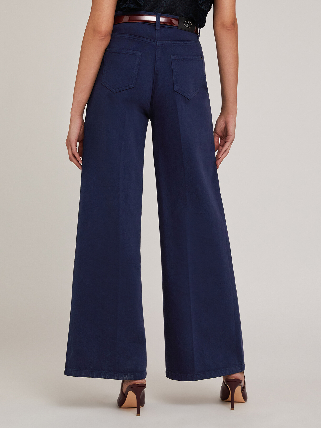 Pantaloni wide in drill di cotone image number 1