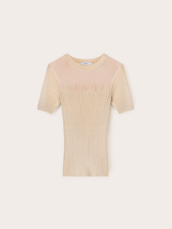 Maglia a coste lurex con lavorazione ad intarsio