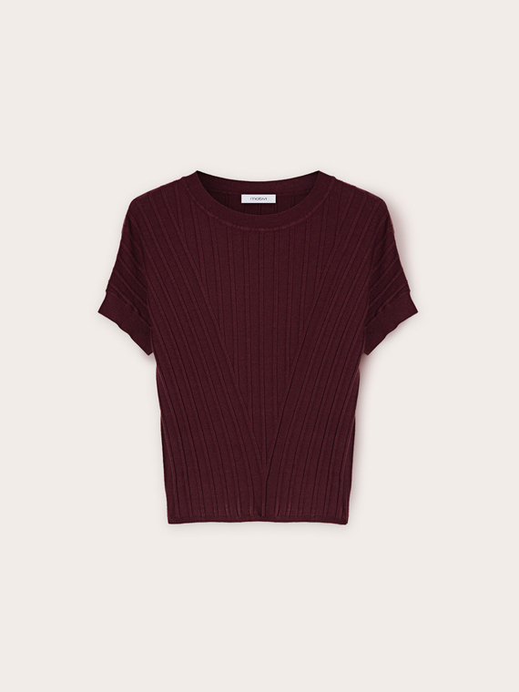 Maglia a coste tridimensionali maniche corte