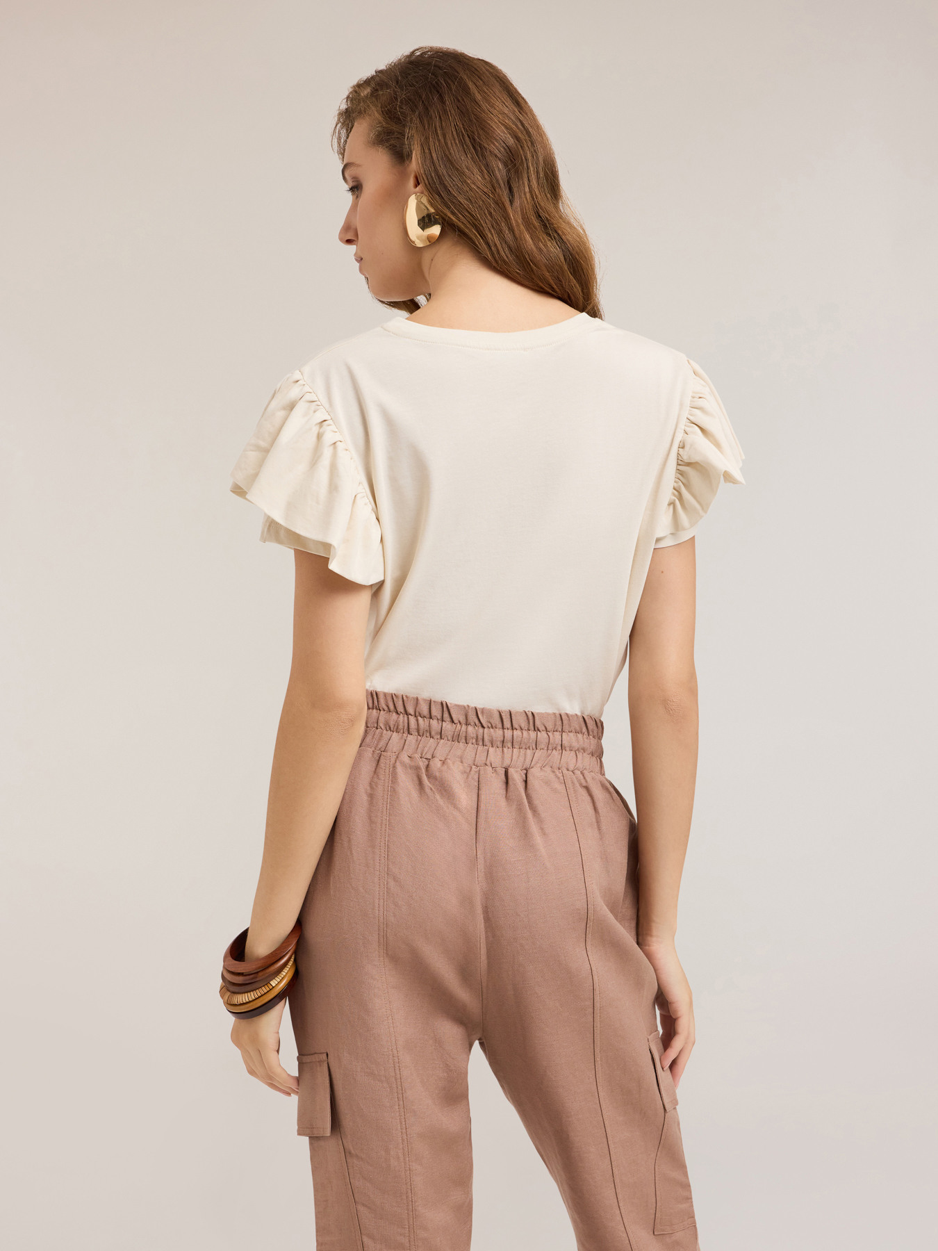 T-Shirt mit R&uuml;schen&auml;rmeln image number 1